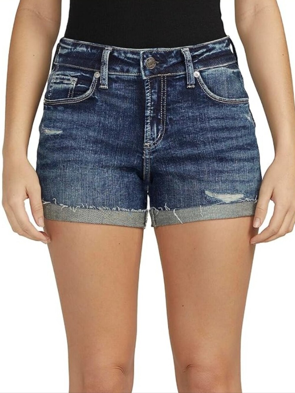 Silver Jeans Suki Curvy Mid Rise Denim Shorts Sz 31